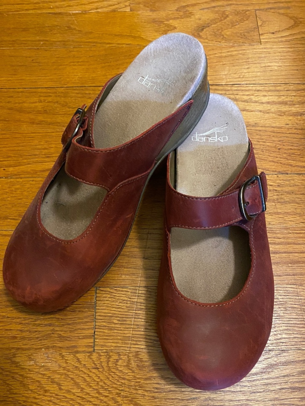 Dansko Martina Maryjane Slide Clogs Red leather 39 / 8.5